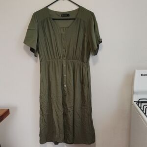 Mikarose | Retro-inspired Seafoam Green Flutter-Sleeve Babydoll Dress | M